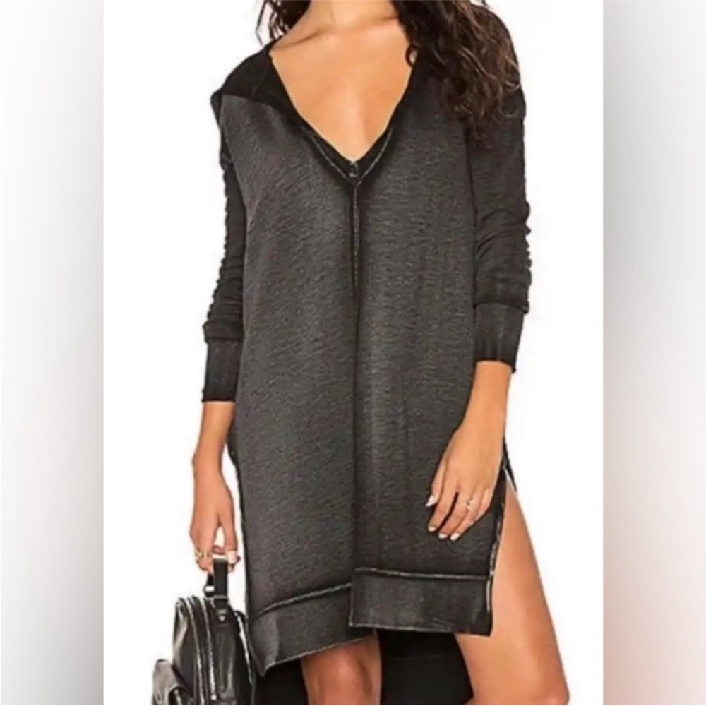 Free People Queen of Hearts Sweatshirt Dress Tunic Hooded Burnout Oversized XS